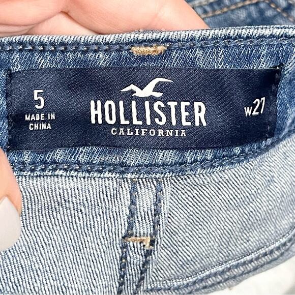 Hollister Low Rise Short-Short Jean Short Distressed Pain Splashed Woman size 27 - Picture 5 of 6